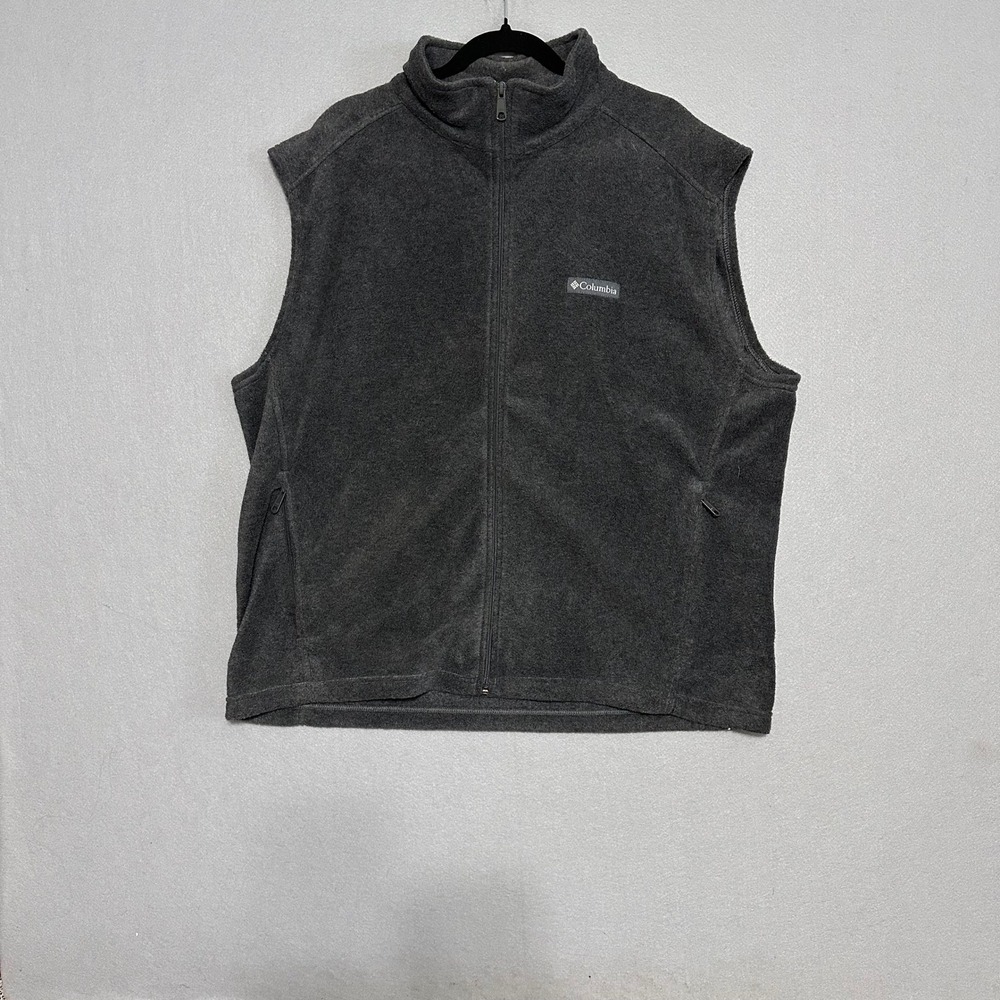 Columbia Mens XL‎ Fleece Vest Charcoal Gray Full Zip Steens Mountain Outdoor